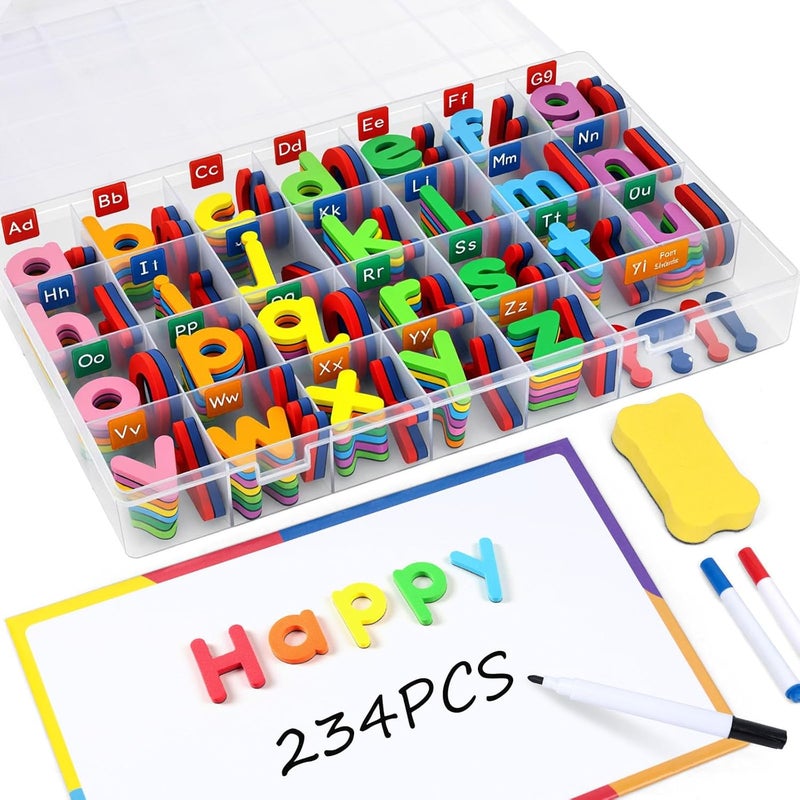 LovesTown Magnetic Alphabet Letters Set for Toddlers, Educational Learning Kit with Double-Sided Board and Storage Box, 234 PCS - Image 1
